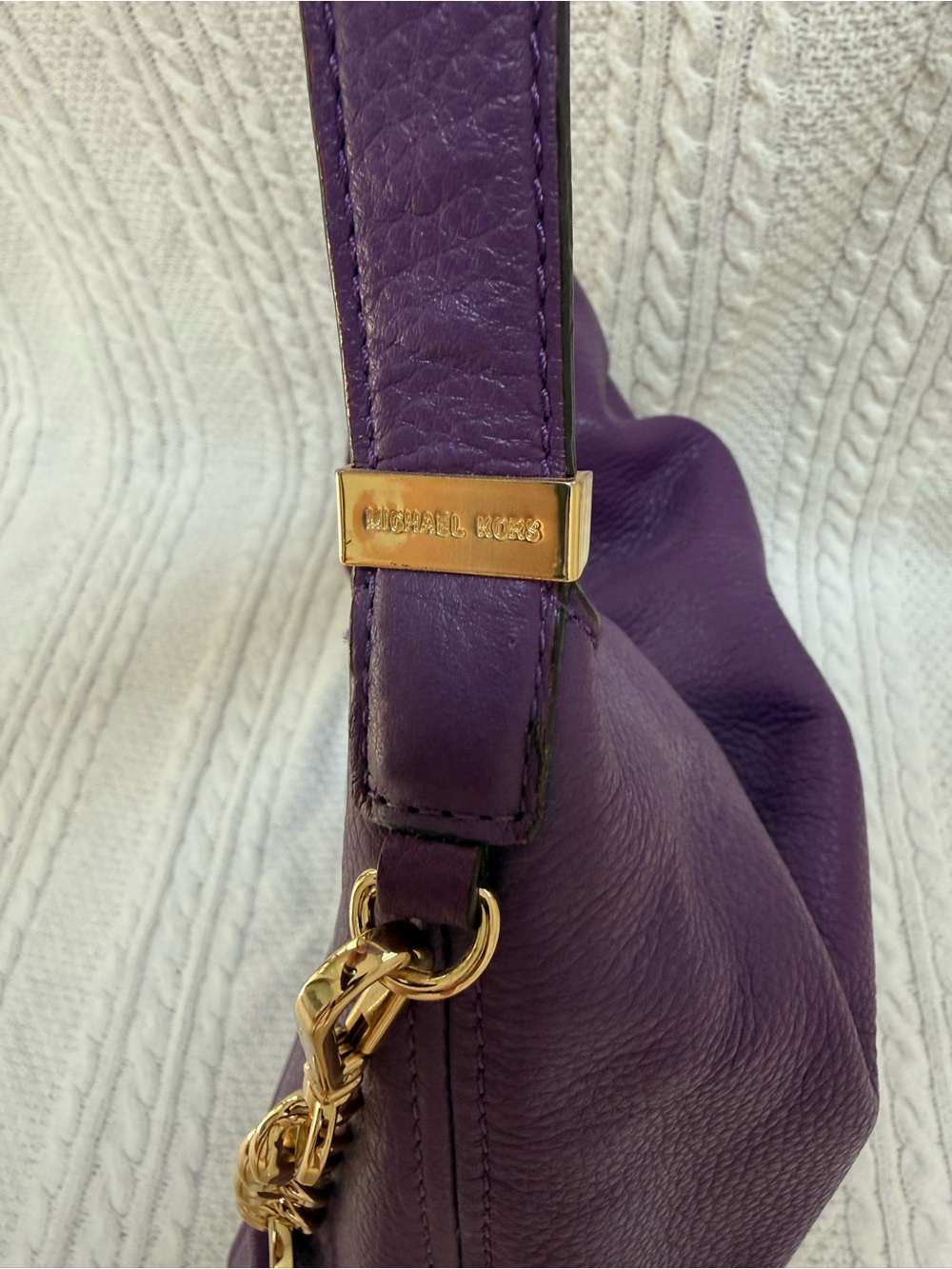 Michael Kors Plum Leather Tassel Shoulder Bag - Picture 5 of 10